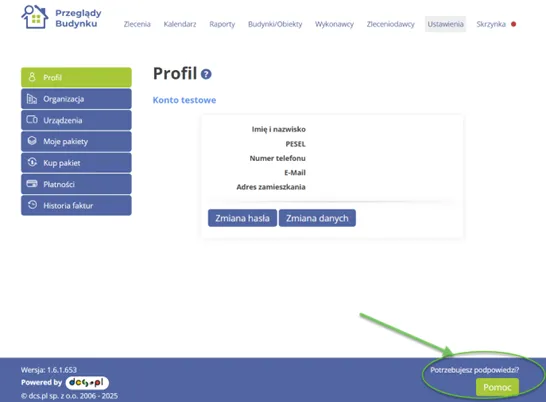 Zrzut ekranu z aplikacji